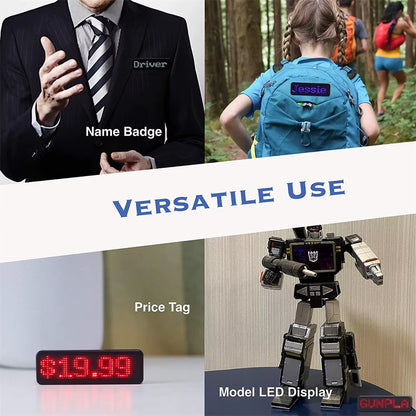 Rechargeable Bluetooth Digital LED Badge Insignia DIY Programmable Scrolling Message Board Mini LED Display LED Name Tag