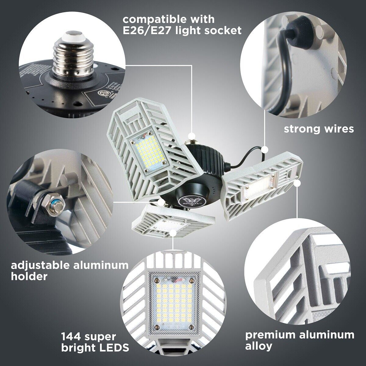 Three Led Garage Light-Led Adjustable Light-Basement Led Light Easy Installation